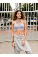GREY MACRAMÉ TOP