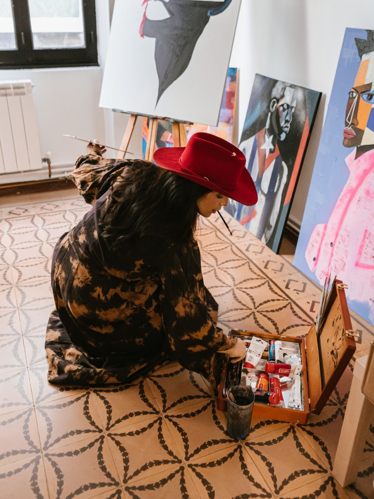 SERPENT TIE DYE SHIRRED DRESS