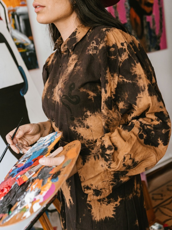 SERPENT TIE DYE SHIRRED DRESS 2