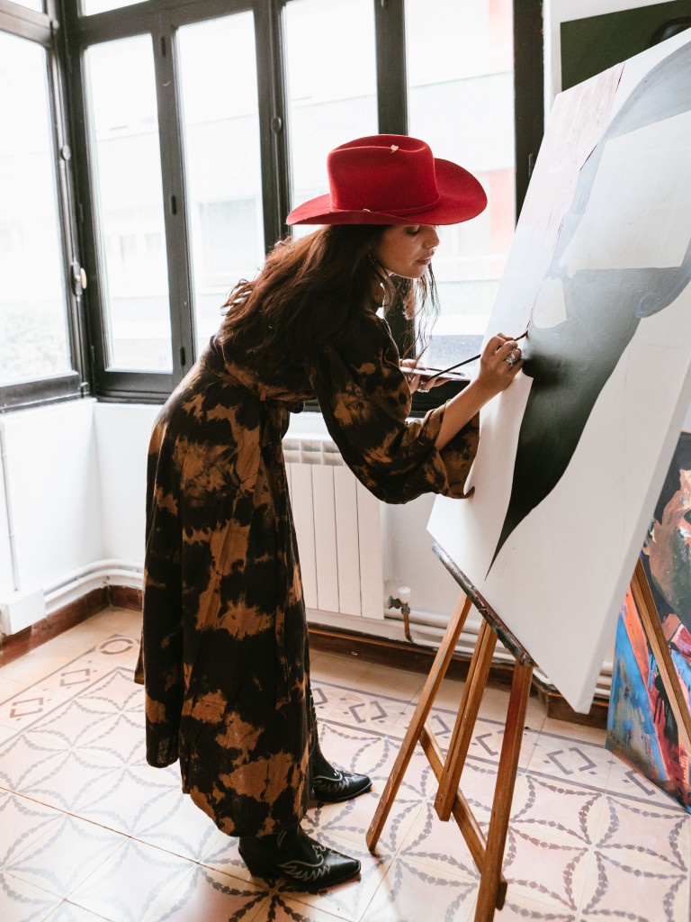 SERPENT TIE DYE SHIRRED DRESS