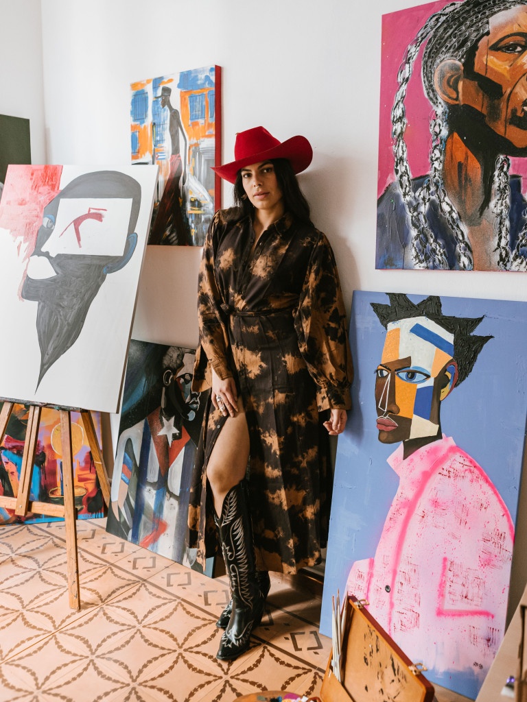 SERPENT TIE DYE SHIRRED DRESS