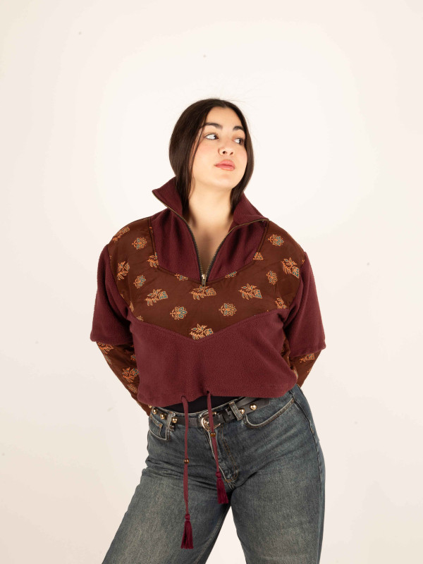 PIRINEOS FLEECE HOODIE MAROON 07