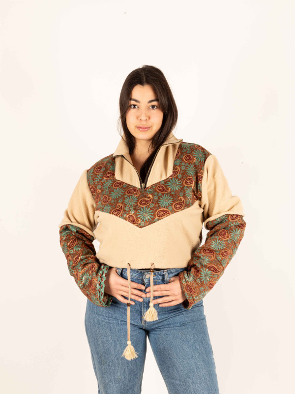 PIRINEOS FLEECE HOODIE CREAM 01