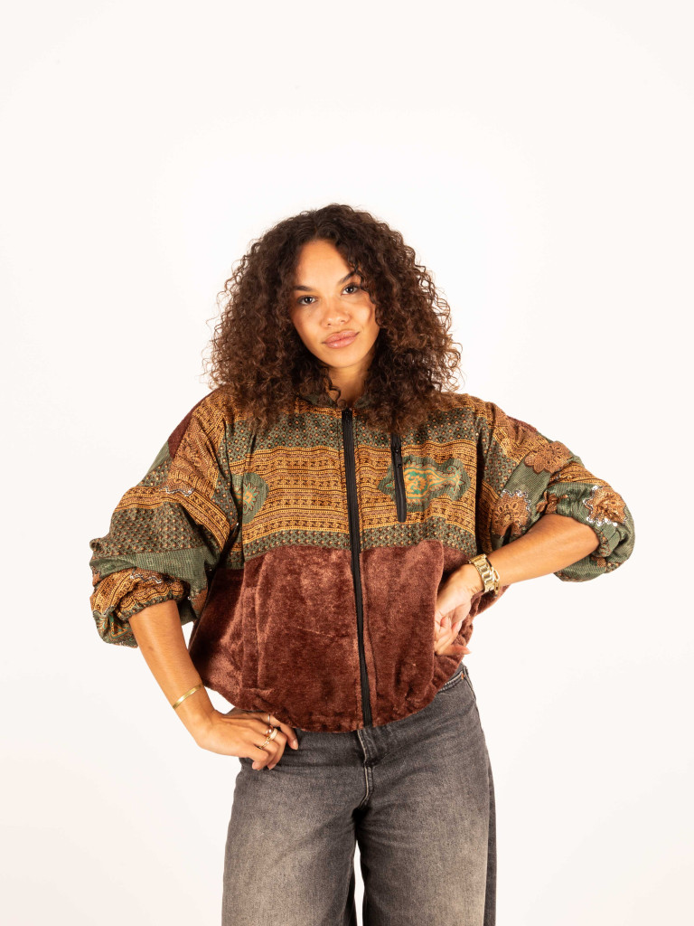 RIAÑO TEDDY HOODED JACKET CHOCOLAT 010