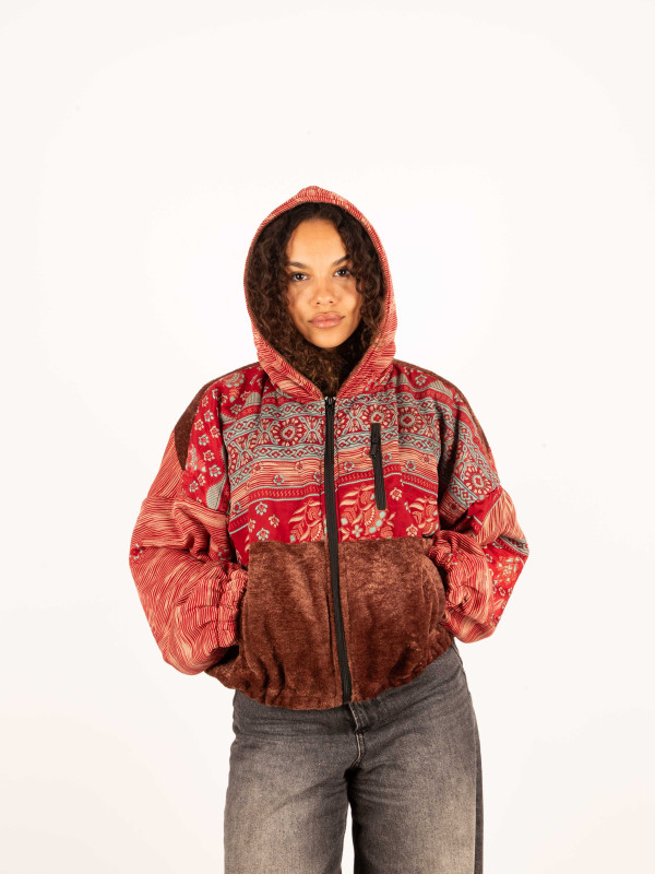 RIAÑO TEDDY HOODED JACKET CHOCOLAT 014