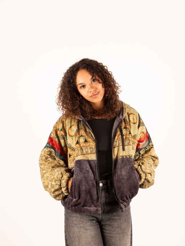 CHAQUETA RIAÑO TEDDY CON CAPUCHA GREY 010