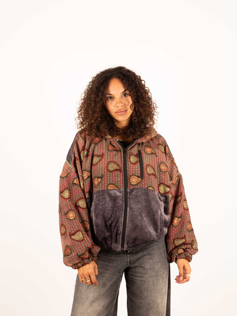 CHAQUETA RIAÑO TEDDY CON CAPUCHA GREY...