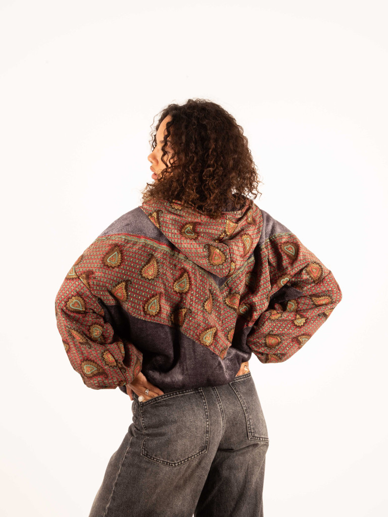 CHAQUETA RIAÑO TEDDY CON CAPUCHA GREY...