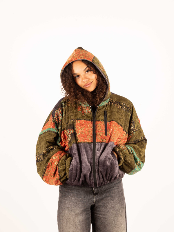 CHAQUETA RIAÑO TEDDY CON CAPUCHA GREY 014