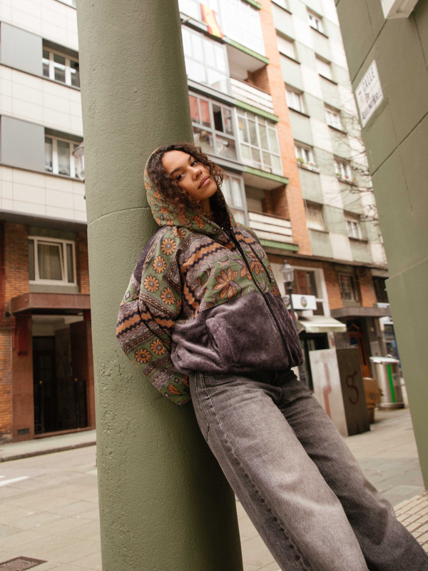 RIAÑO TEDDY HOODED JACKET GREY 016