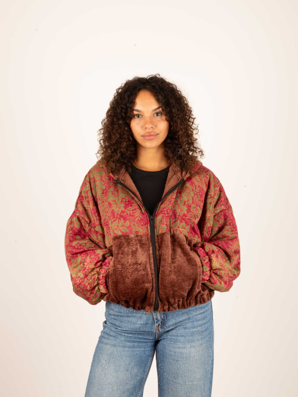 RIAÑO TEDDY HOODED JACKET CHOCOLAT 015