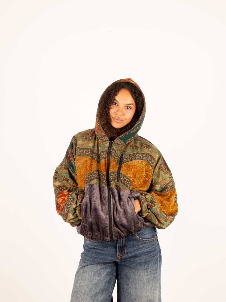 CHAQUETA RIAÑO TEDDY CON CAPUCHA GREY...