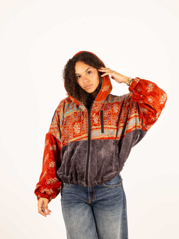 CHAQUETA RIAÑO TEDDY CON CAPUCHA GREY 020