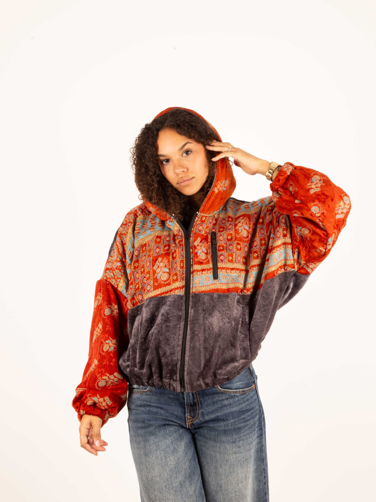 RIAÑO TEDDY HOODED JACKET GREY 020