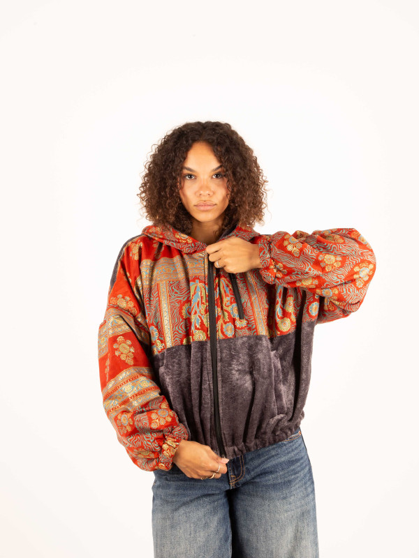 CHAQUETA RIAÑO TEDDY CON CAPUCHA GREY 022