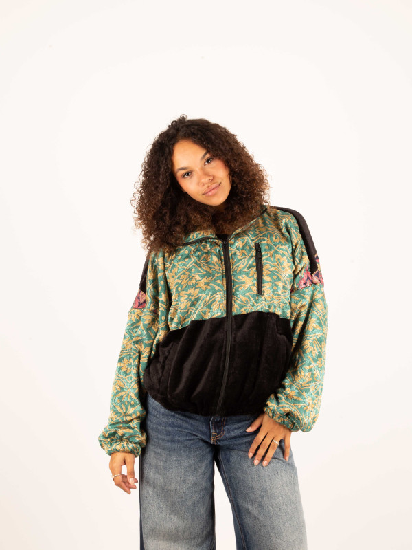 CHAQUETA RIAÑO TEDDY CROP BLACK 77