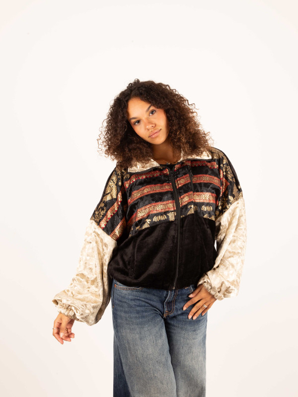 CHAQUETA RIAÑO TEDDY CROP BLACK 78