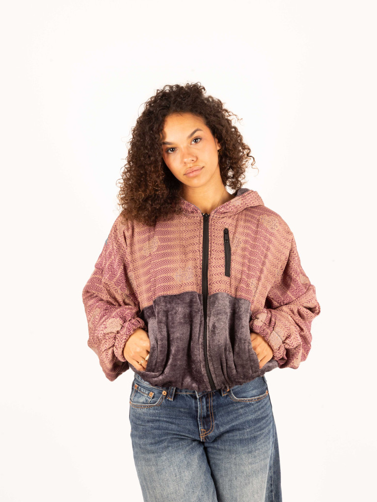 CHAQUETA RIAÑO TEDDY CON CAPUCHA GREY...