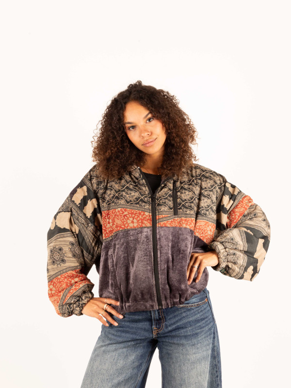 CHAQUETA RIAÑO TEDDY CON CAPUCHA GREY 029