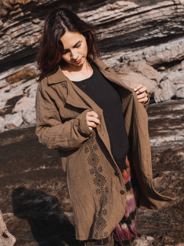 CHAQUETA LARGA KAHLÚA BROWN